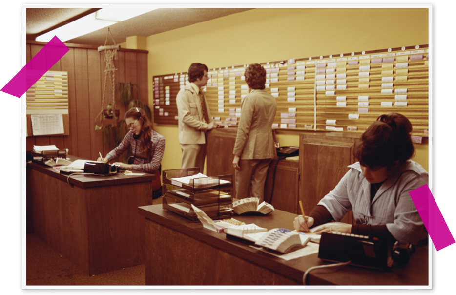 1970s open-plan office